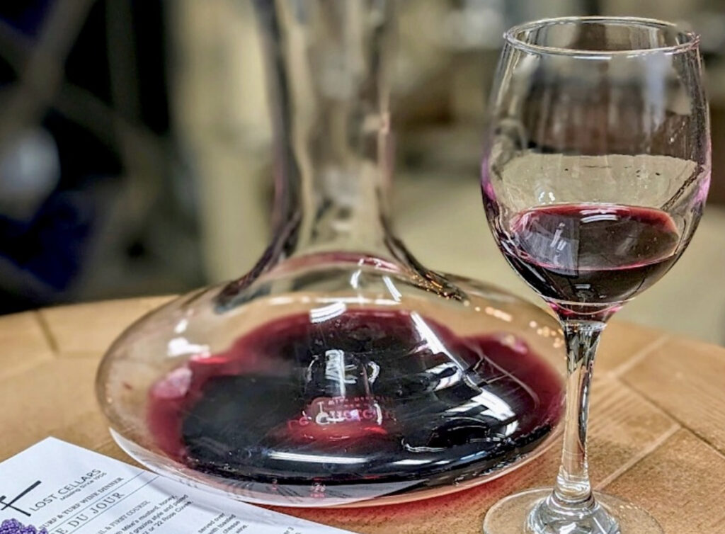 Decanter of red wine